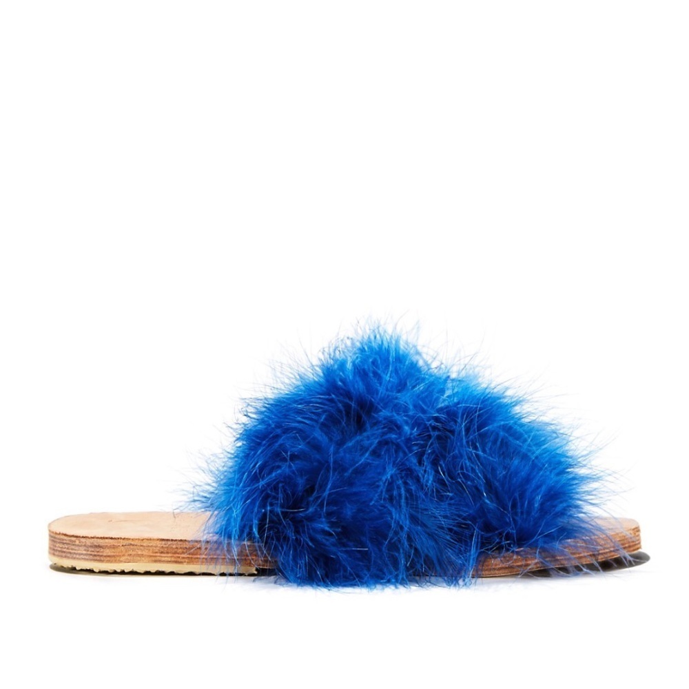 Brother Vellies Women's Lamu Marabou Feather‎ Slide Sandals